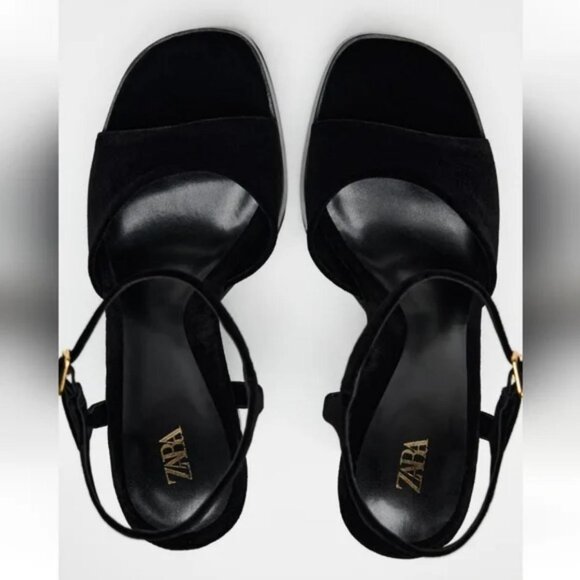 ZARA VELVET EFFECT PLATFORM SANDAL
